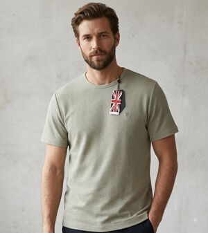 NWT French Connection Men T-Shirt Size L Sage Green Textured Short Sleeve
